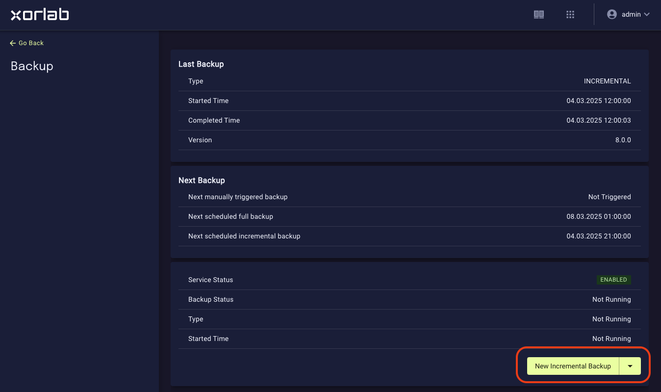 Backup page