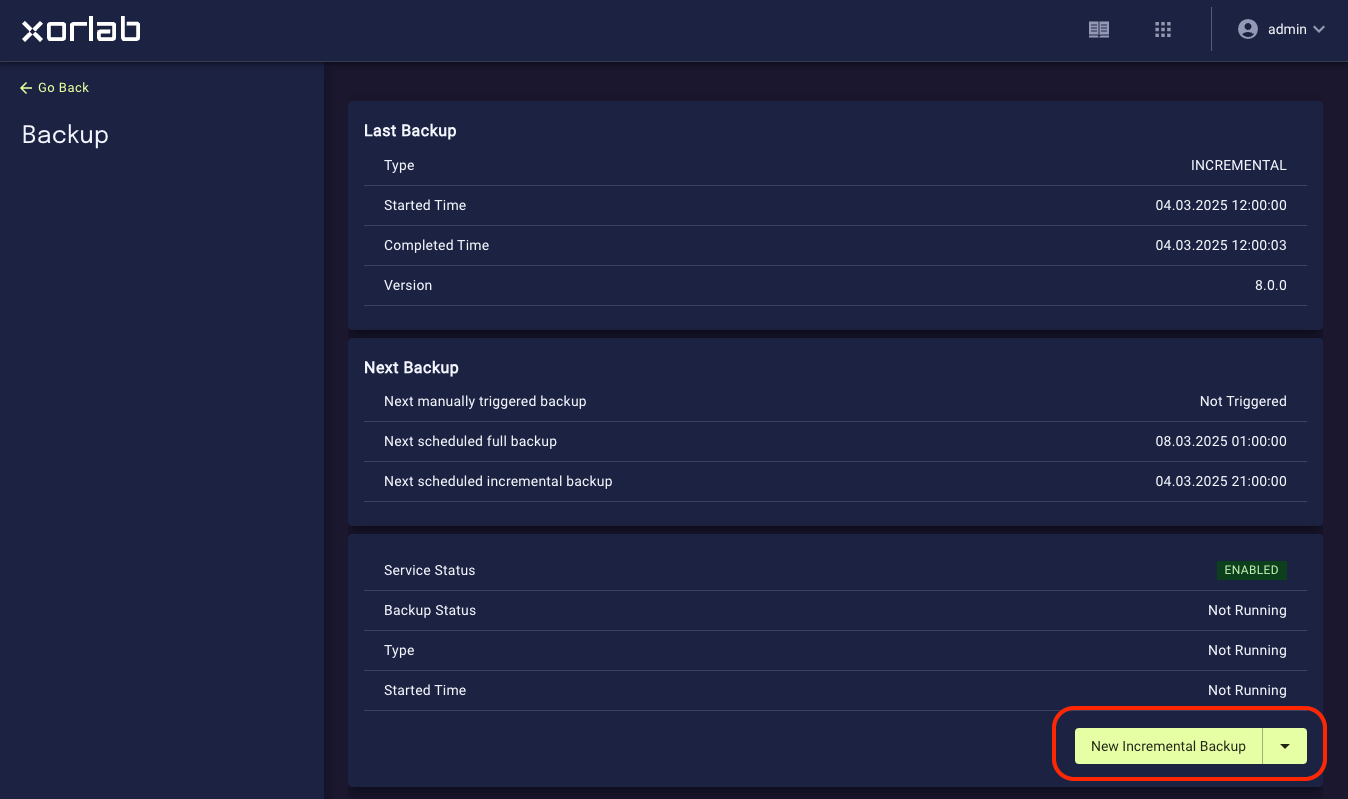 Backup page