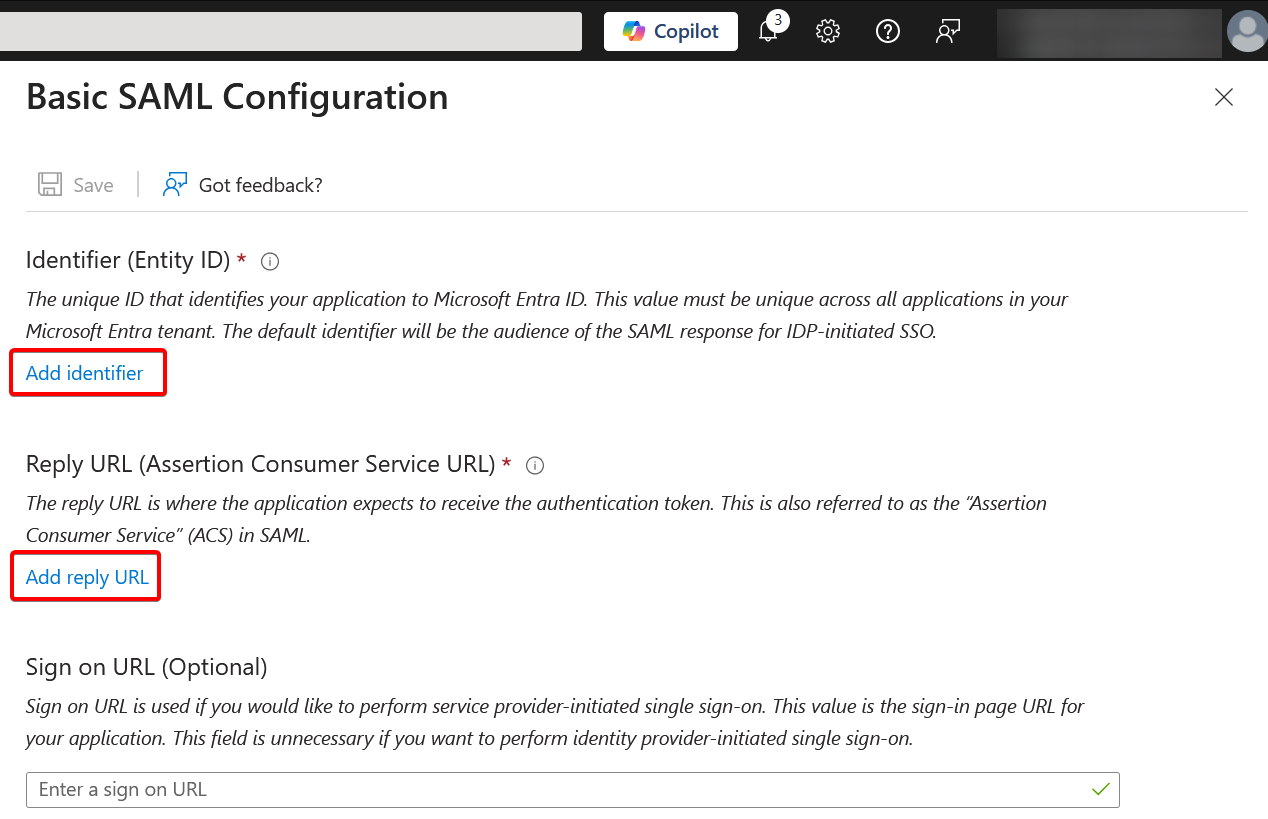 SAML configuration
