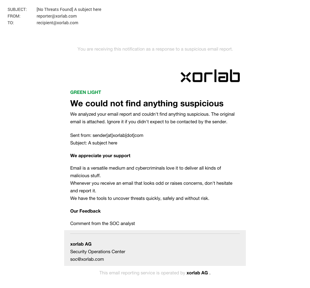 Benign email