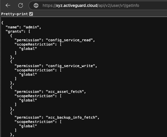 Checking the permissions of a user