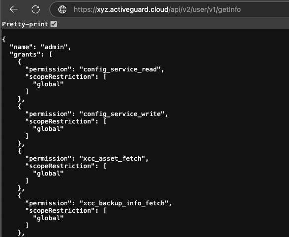 Checking the permissions of a user