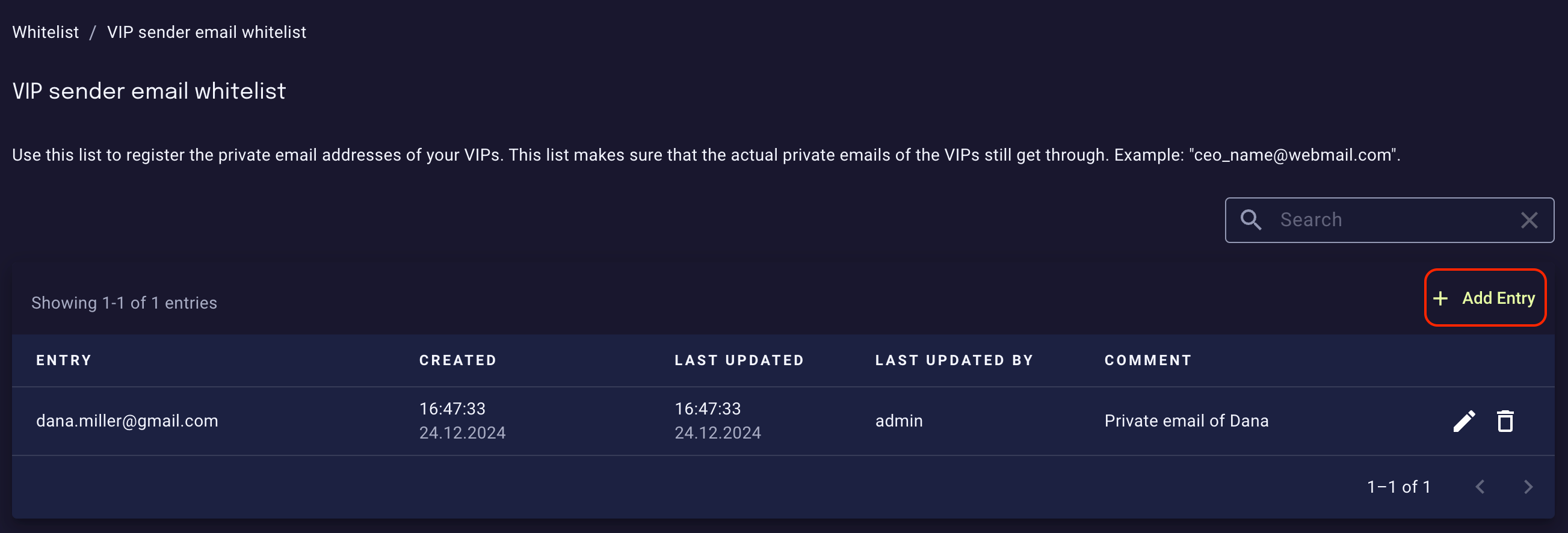 Registering VIPs’ private email addresses