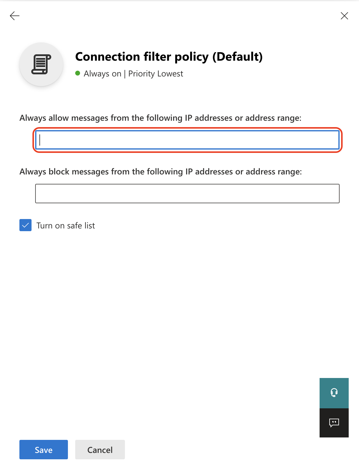 Allowed IPS for connection cilter