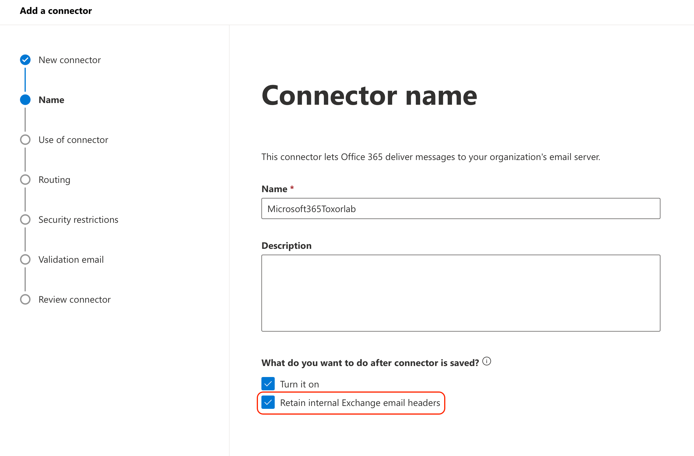 Connector name from M365