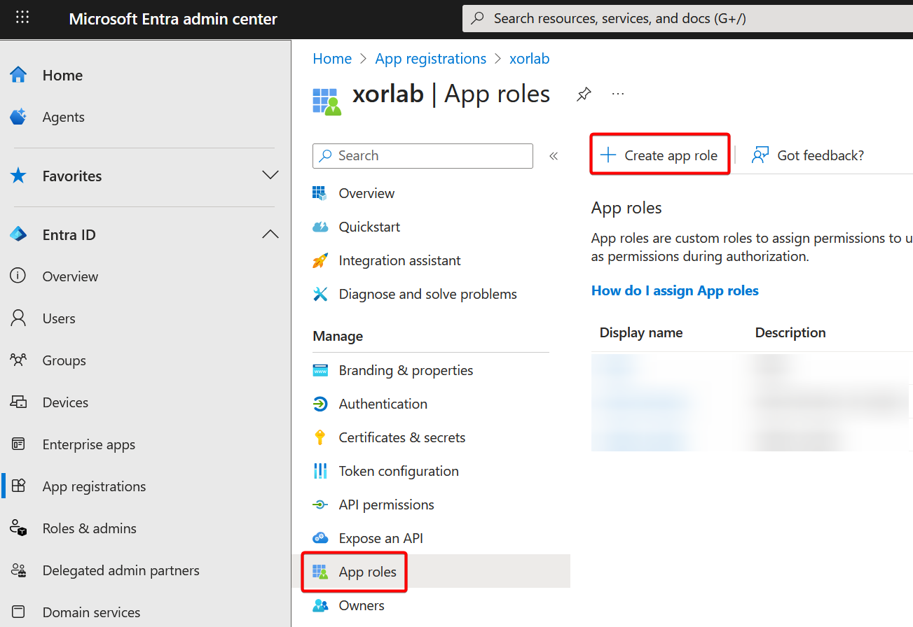 Create app role