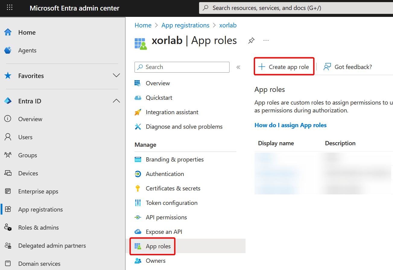 Create app role