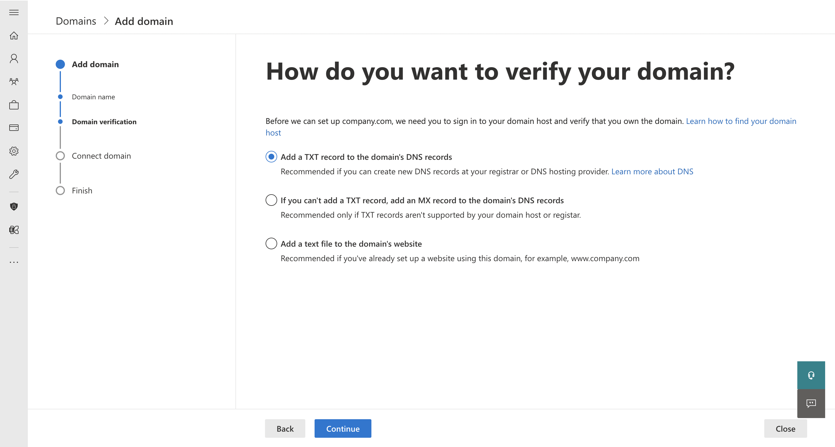 Domain verification method