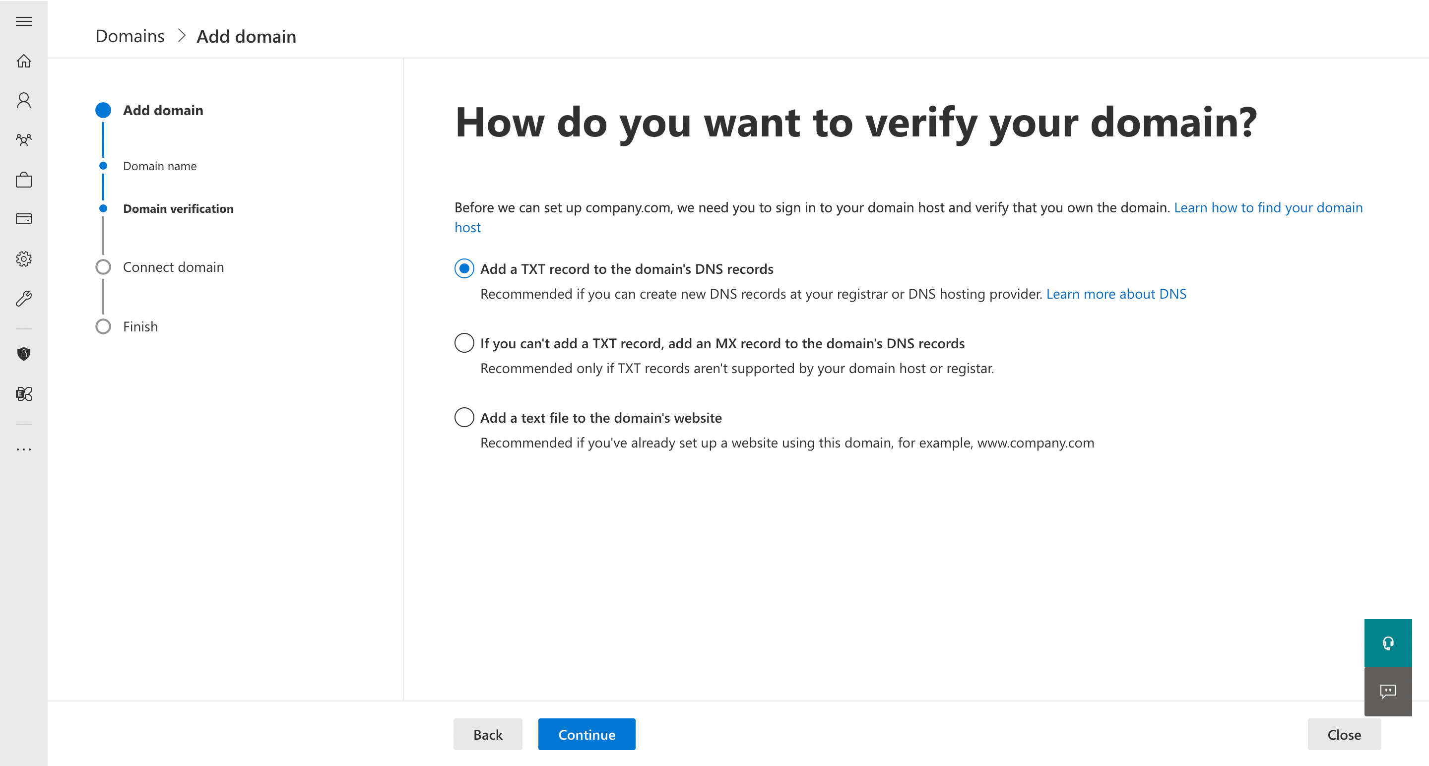 Domain verification method