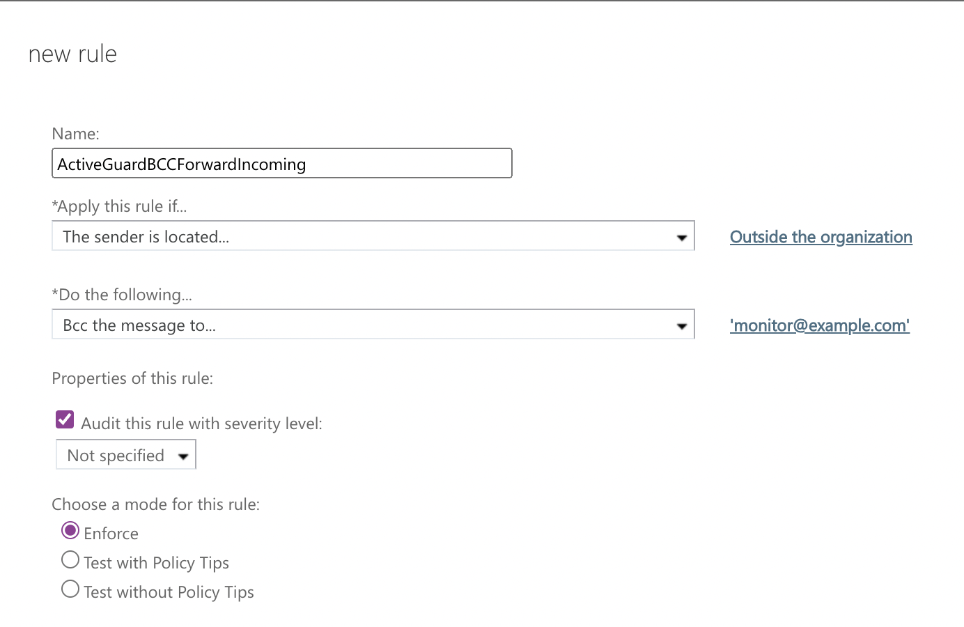 Exchange rule for incoming emails