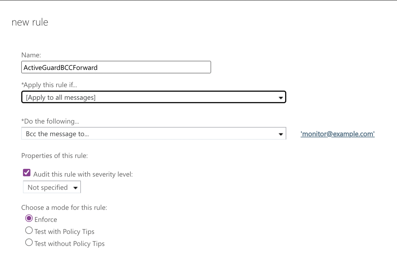 Exchange rule for internal emails