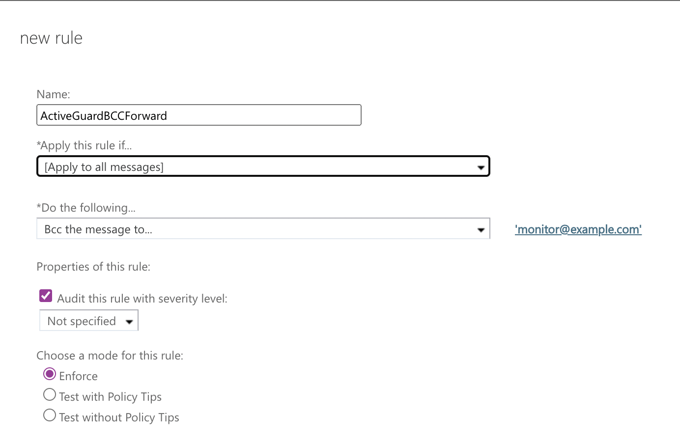 Exchange rule for internal emails