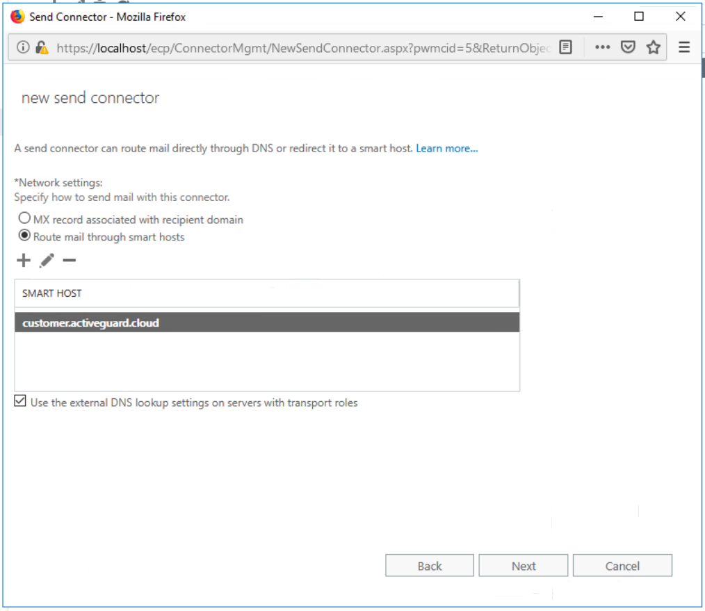 Smart hosts for send connector