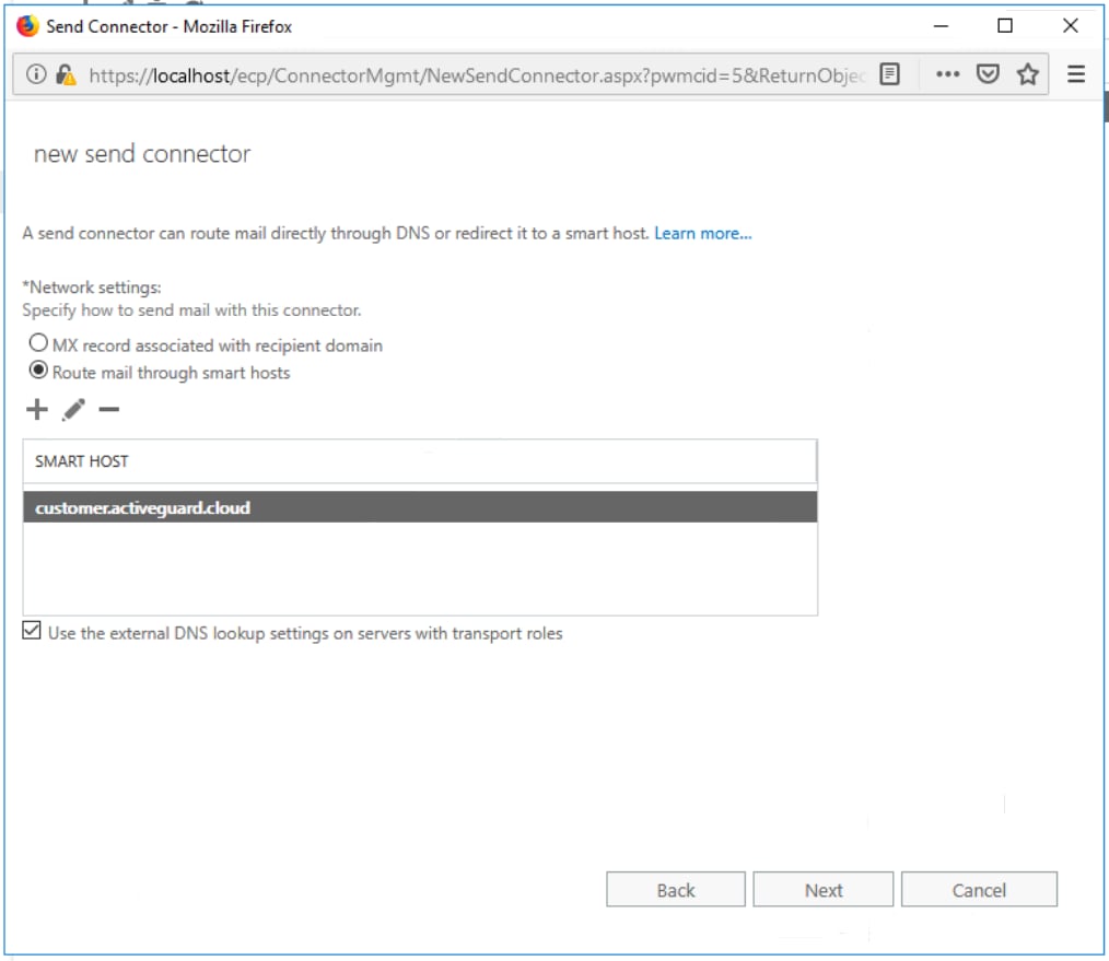 Smart hosts for send connector