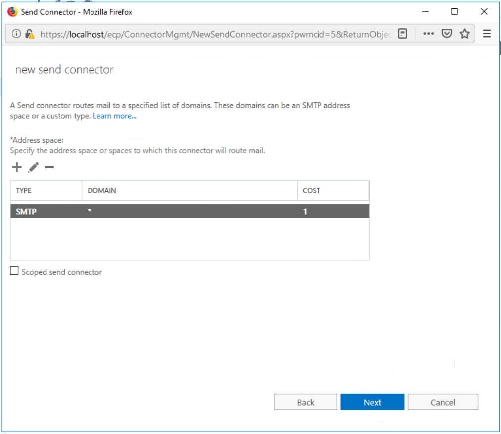 Address space for email routing