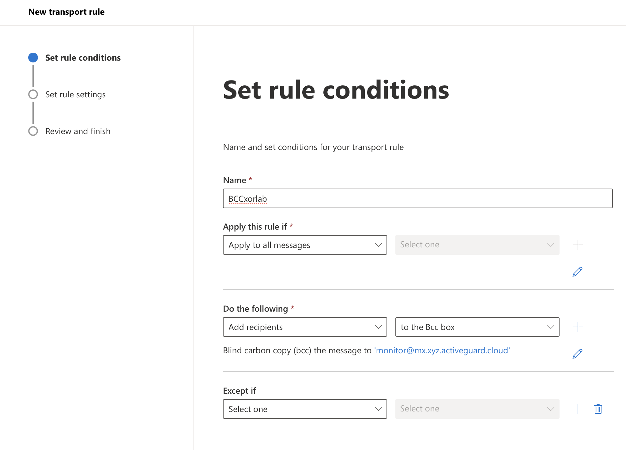 Configuring the monitor rule