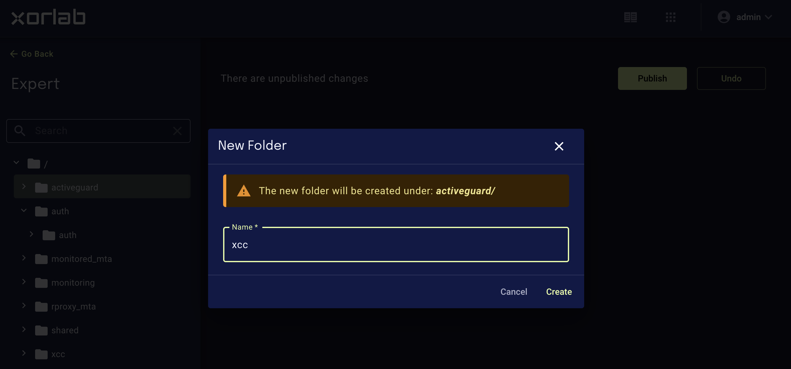 New Folder name dialog box