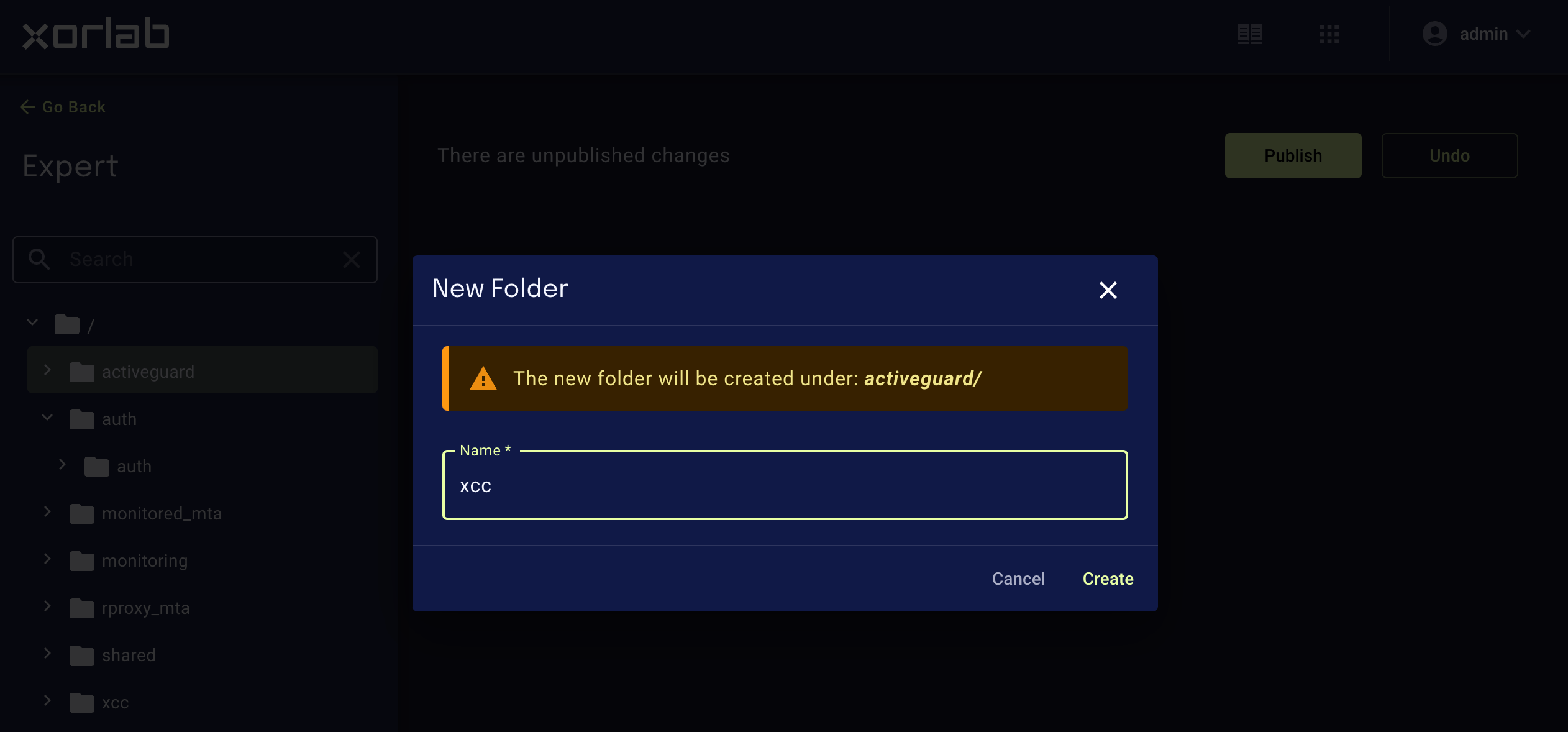 New Folder name dialog box