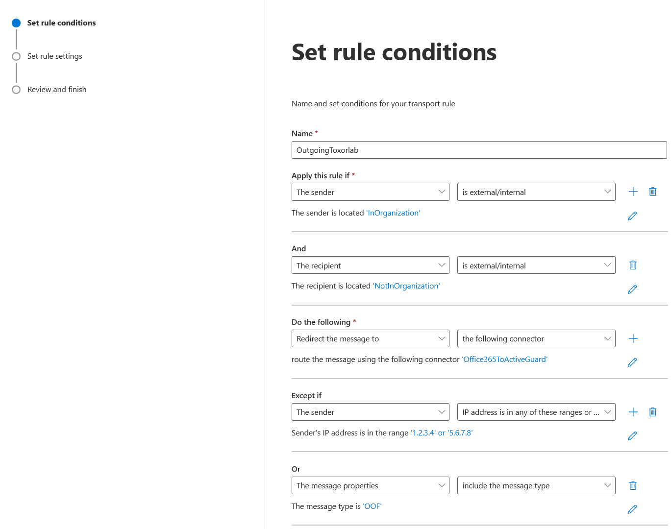 Outgoing rule