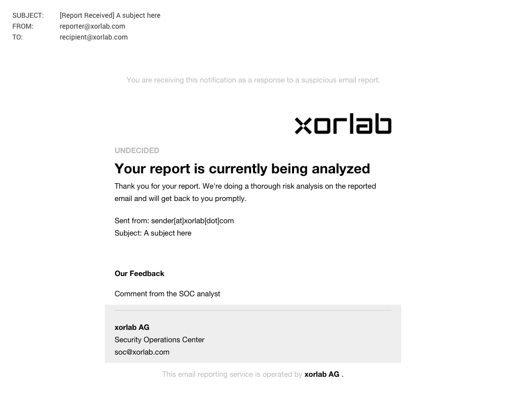Report Notification Acknowledgement