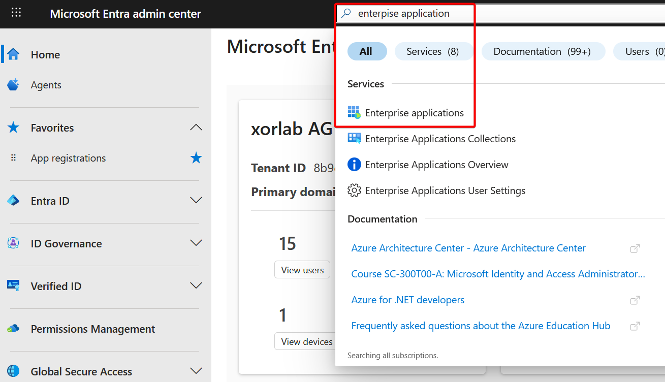 Selecting an enterprise application
