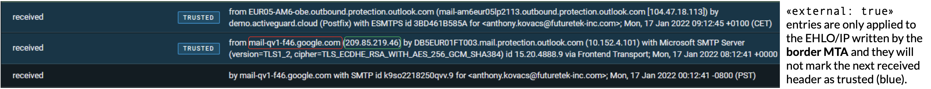 Emails from google.com