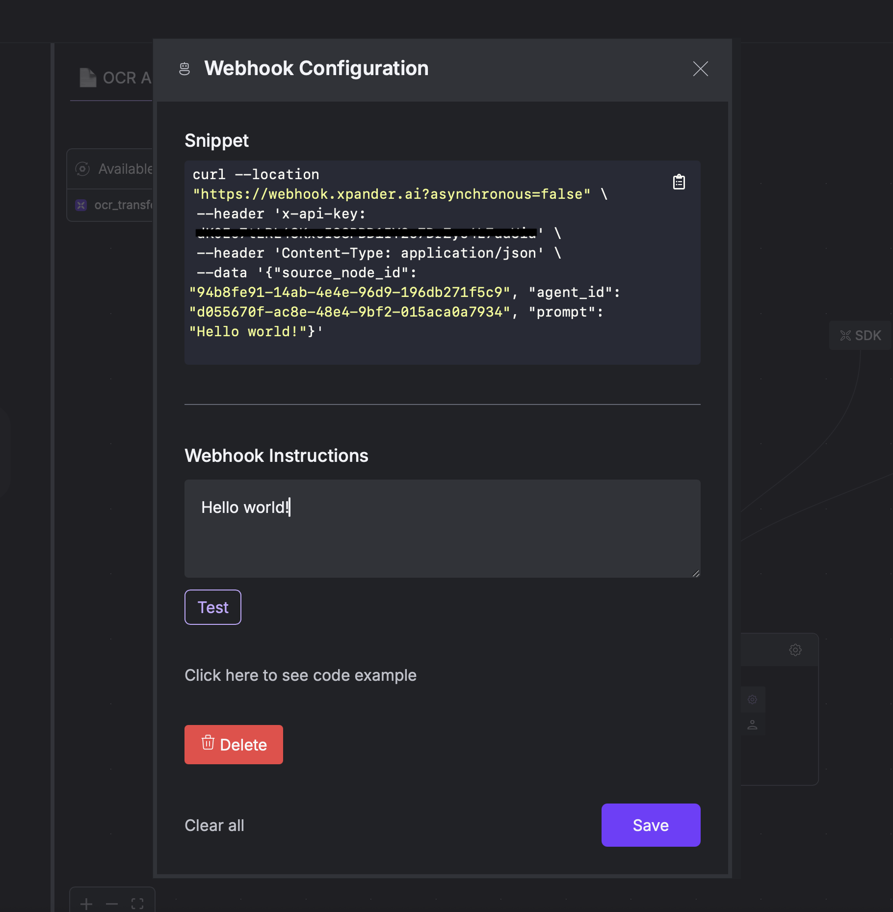 Webhook Configuration Interface