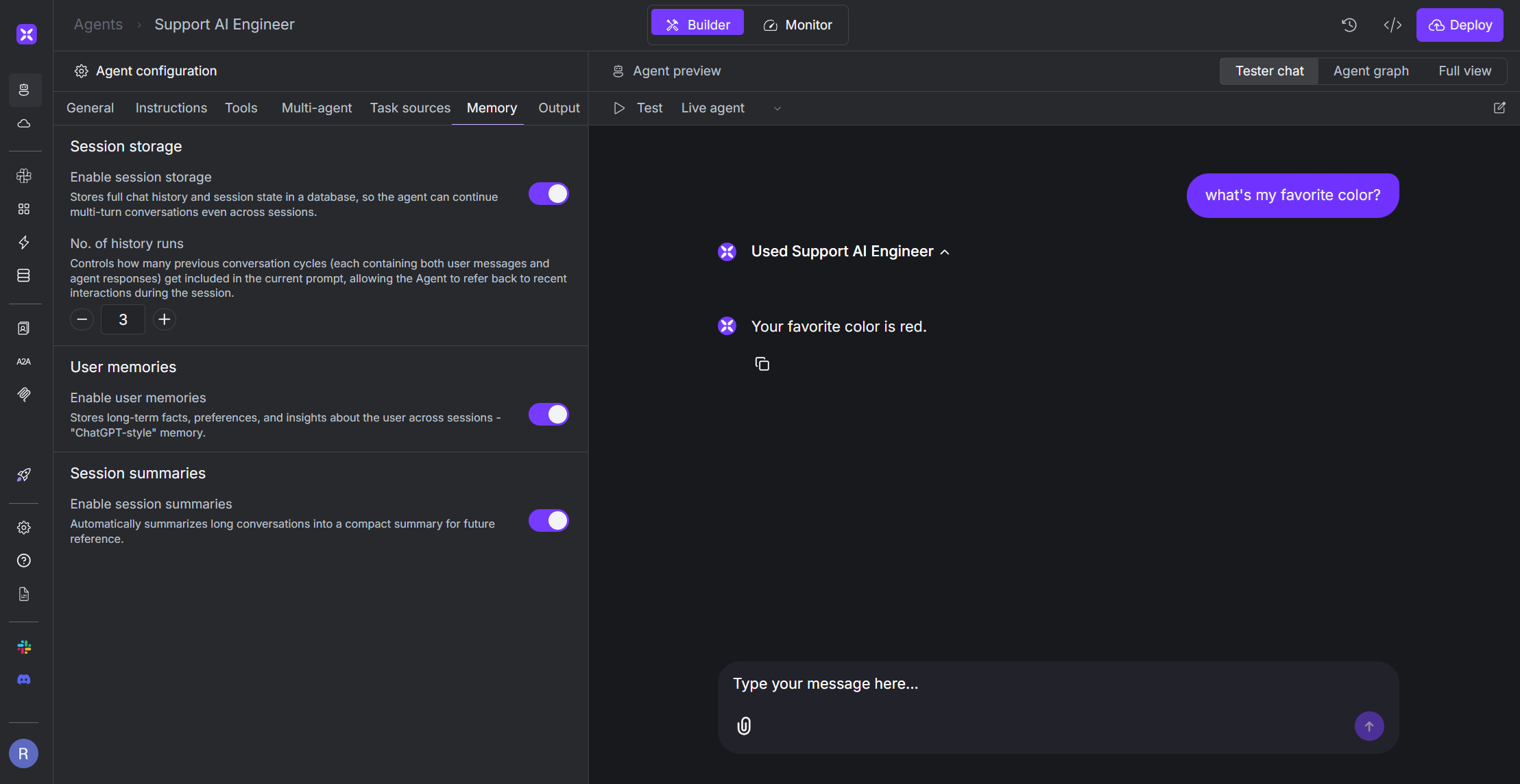 Agent Memory Configuration