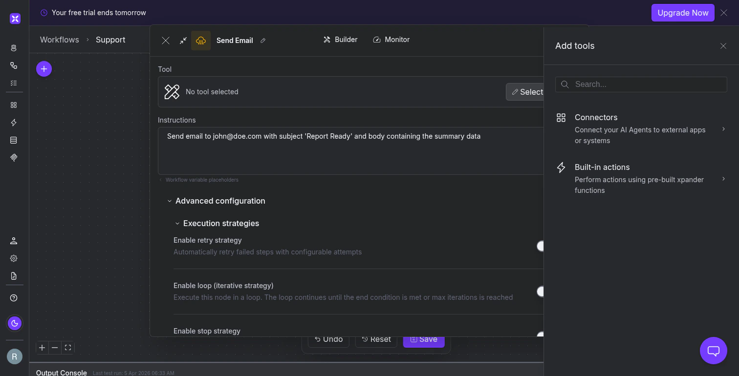 Action node tool browser