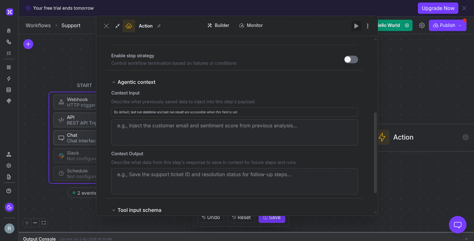 Agentic context fields in node configuration