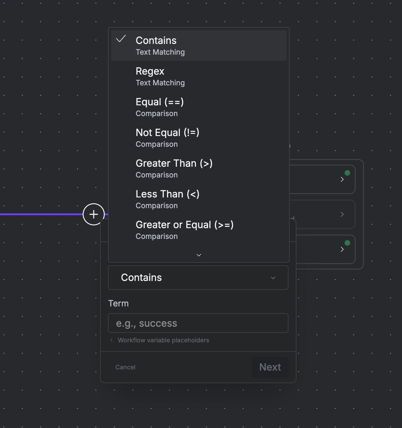 Condition node floating dialog
