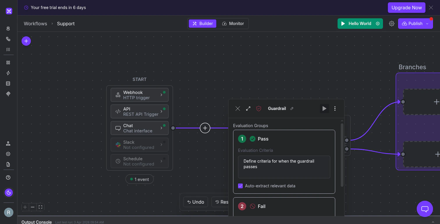 Guardrail node configuration panel