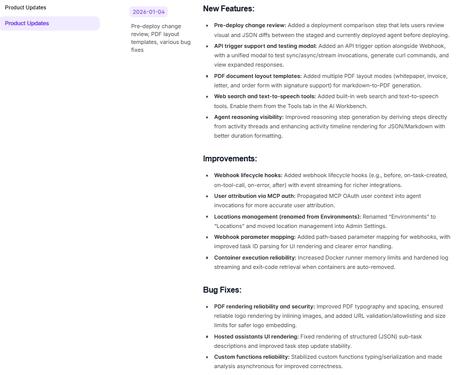 The Weekly Changelog Maintainer expected result in Mintlify repo