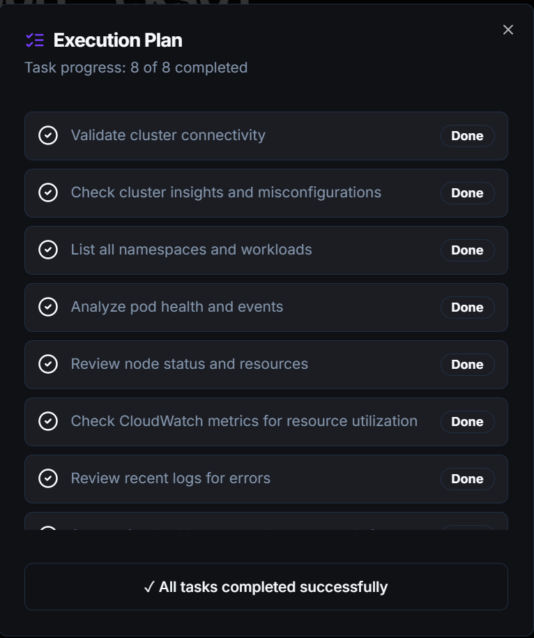 Planning view in chat interface