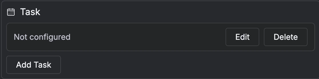 Task section in Channels tab showing Add Task button