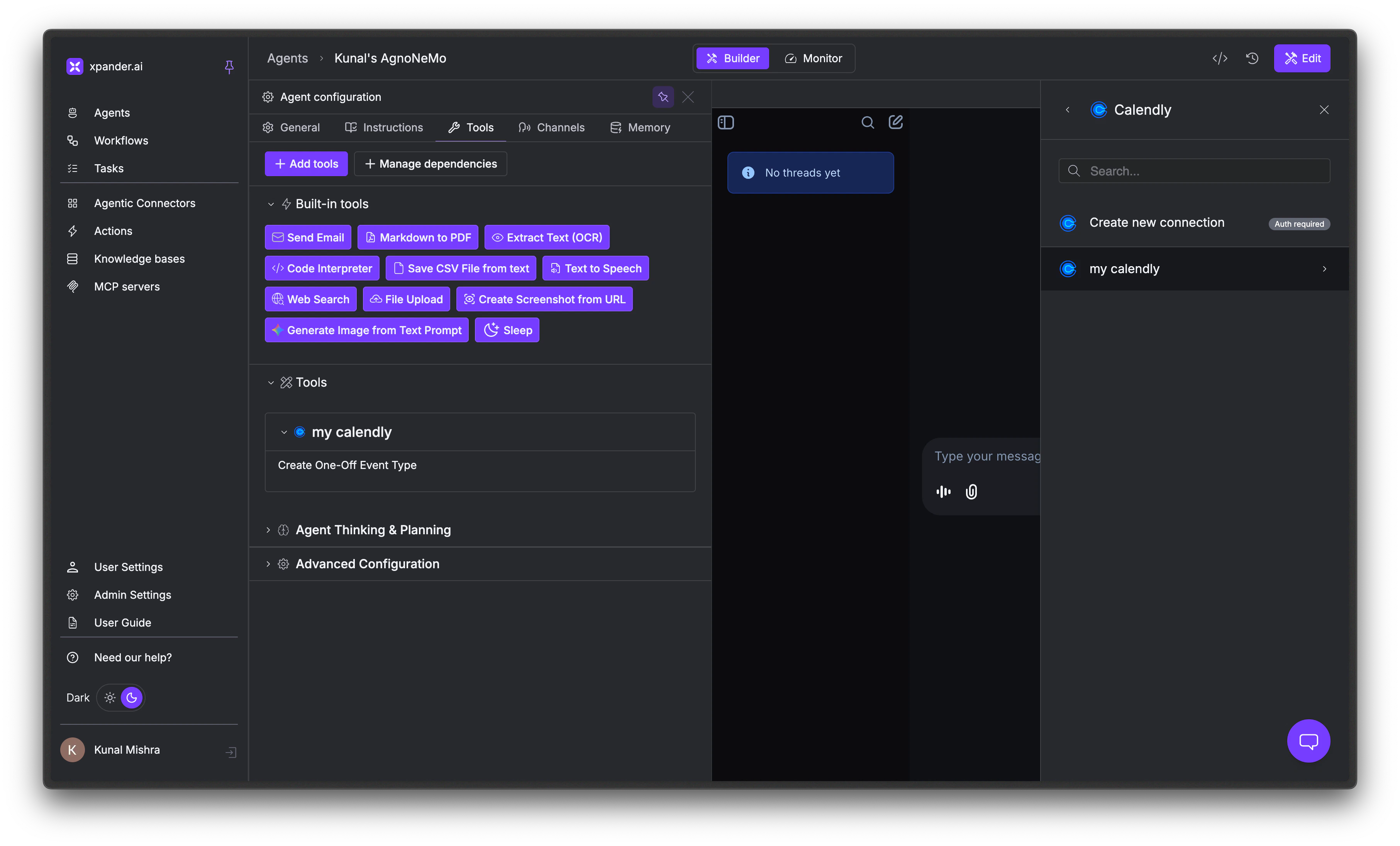 Calendly connector showing available connections
