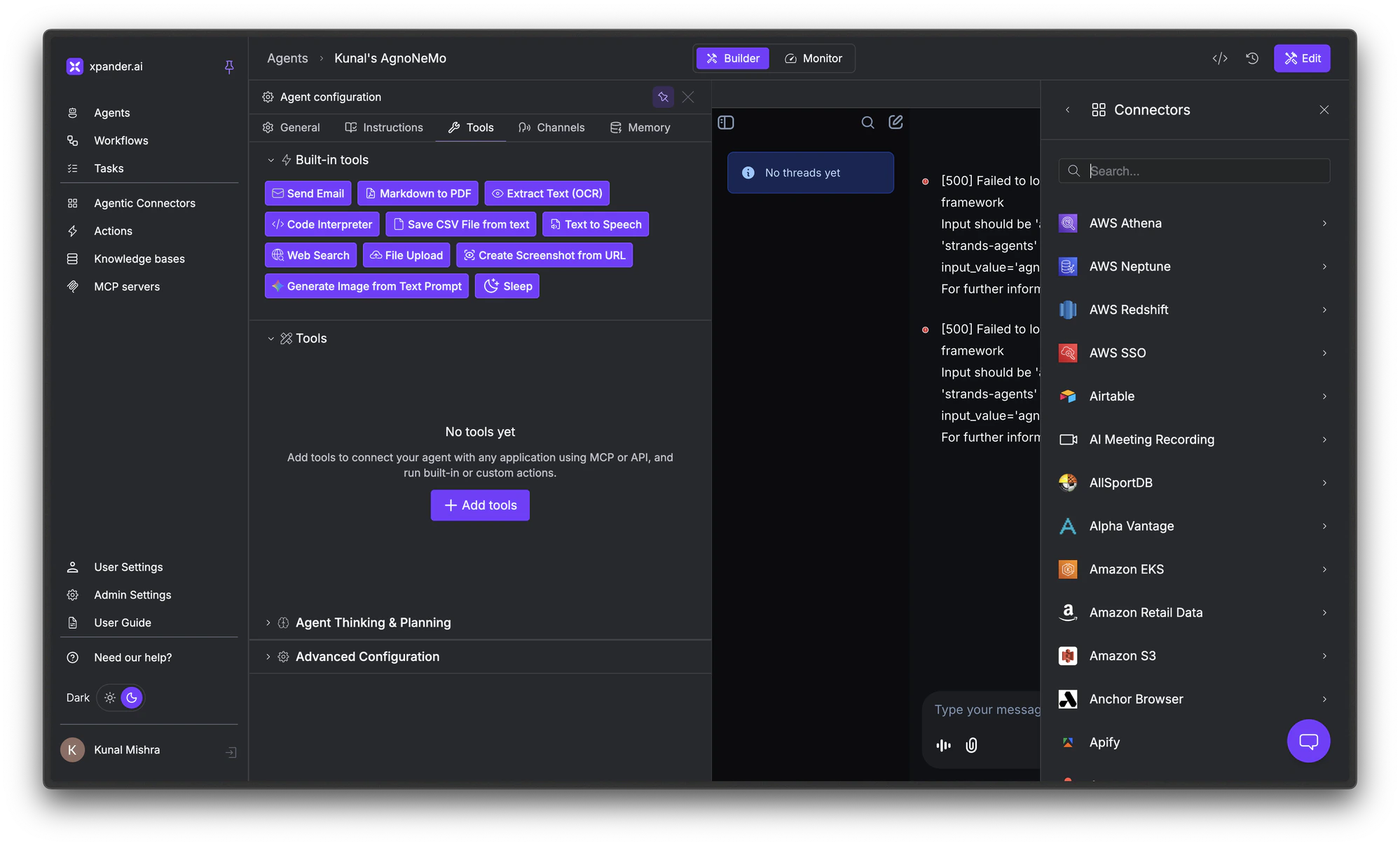 Connector catalog with search and categorized connectors