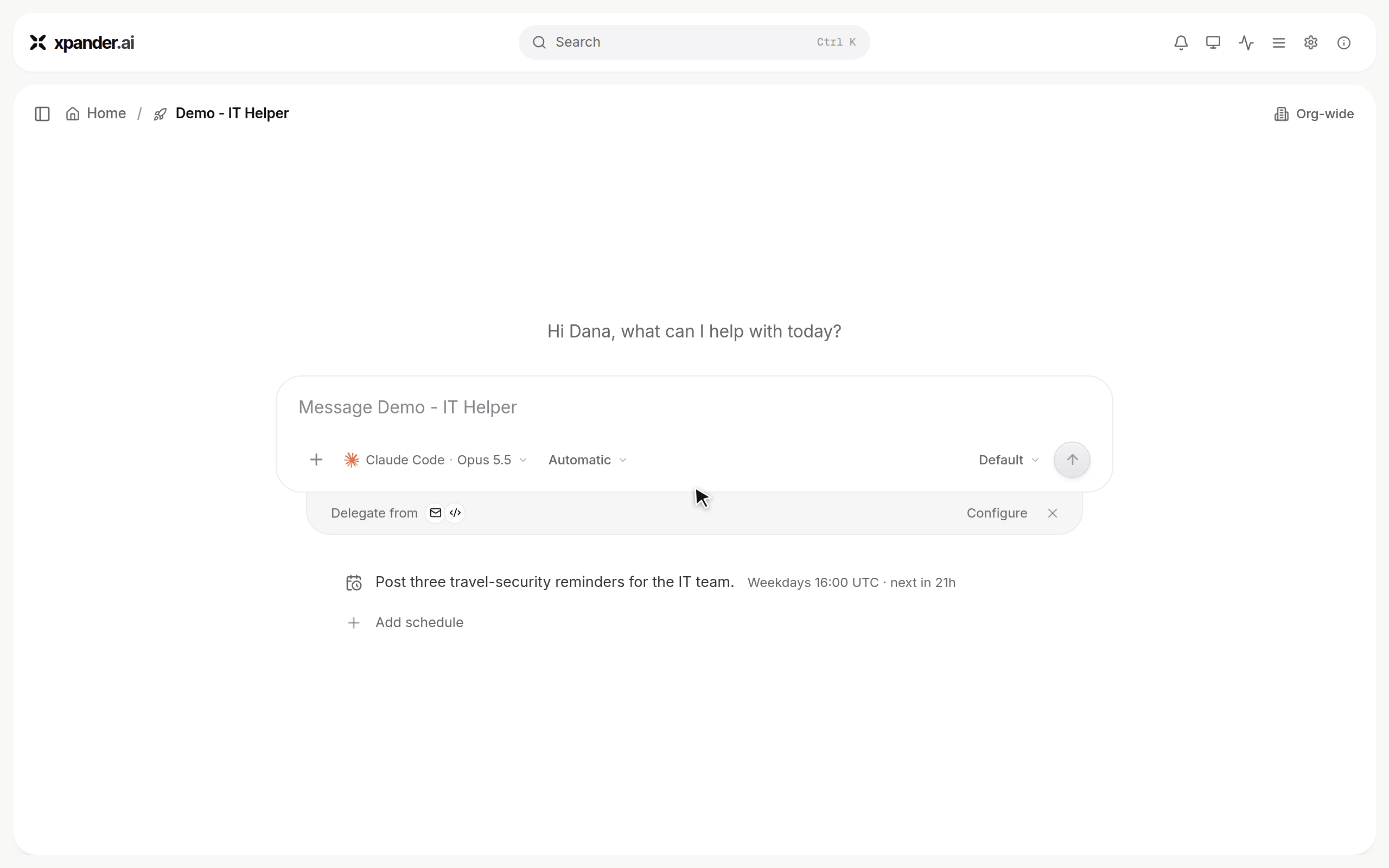 A message about the weather in Berlin is sent, a Get Berlin weather step appears and the reply streams in, then the step opens on Summary and switches to Full with its input