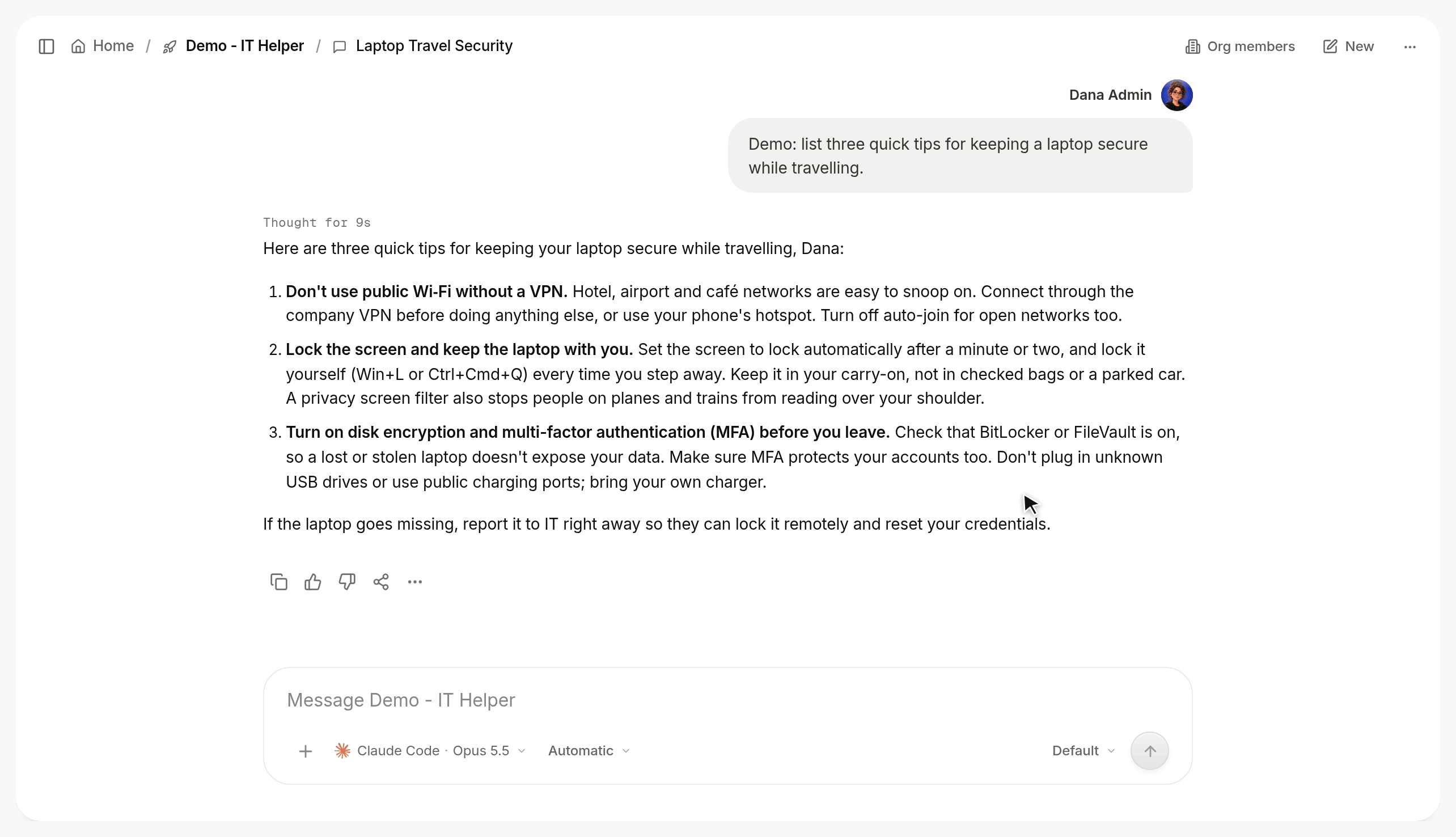 Thumbs-down on an agent reply opens What went wrong, a note is typed, Download debug logs is clicked and a Downloaded xpander-debug-logs-conversation zip message appears