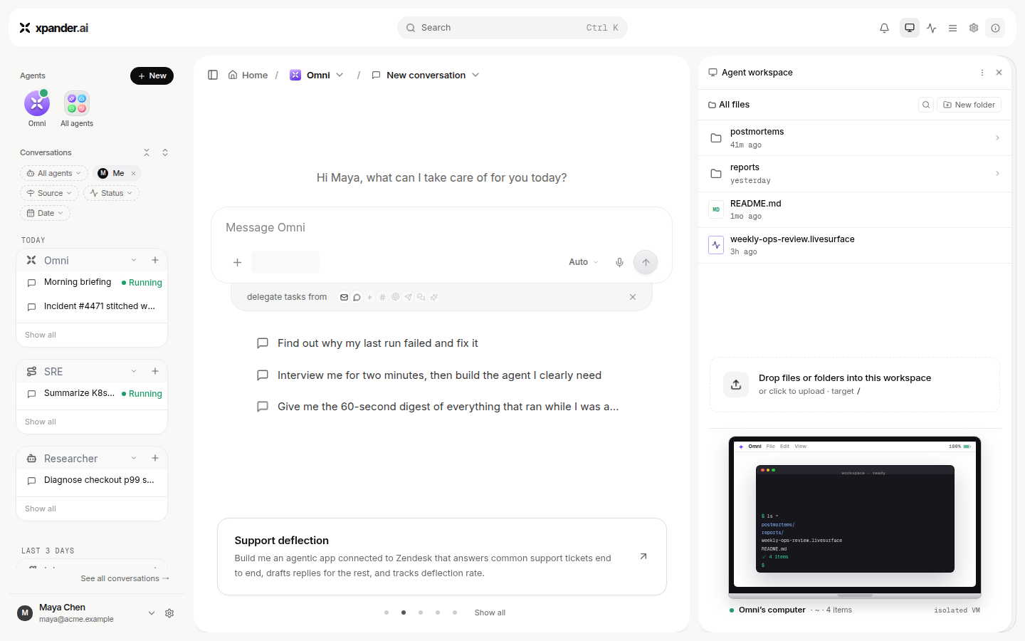 Agent workspace