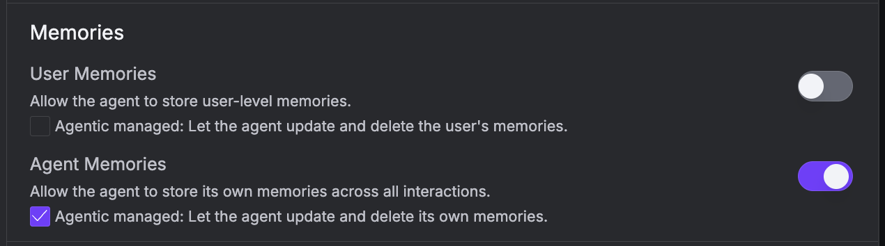 Memory Settings