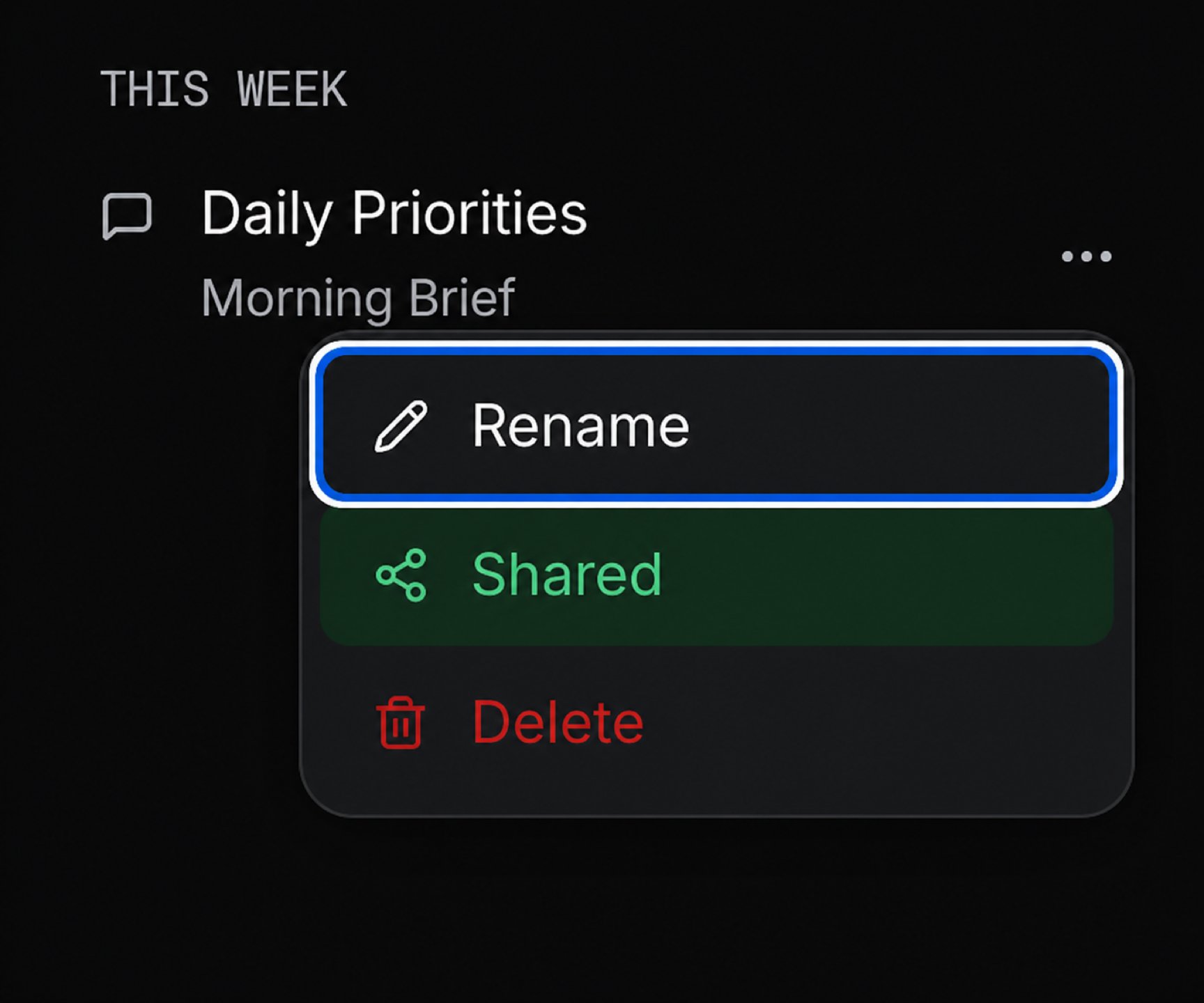 Share option in the conversation menu