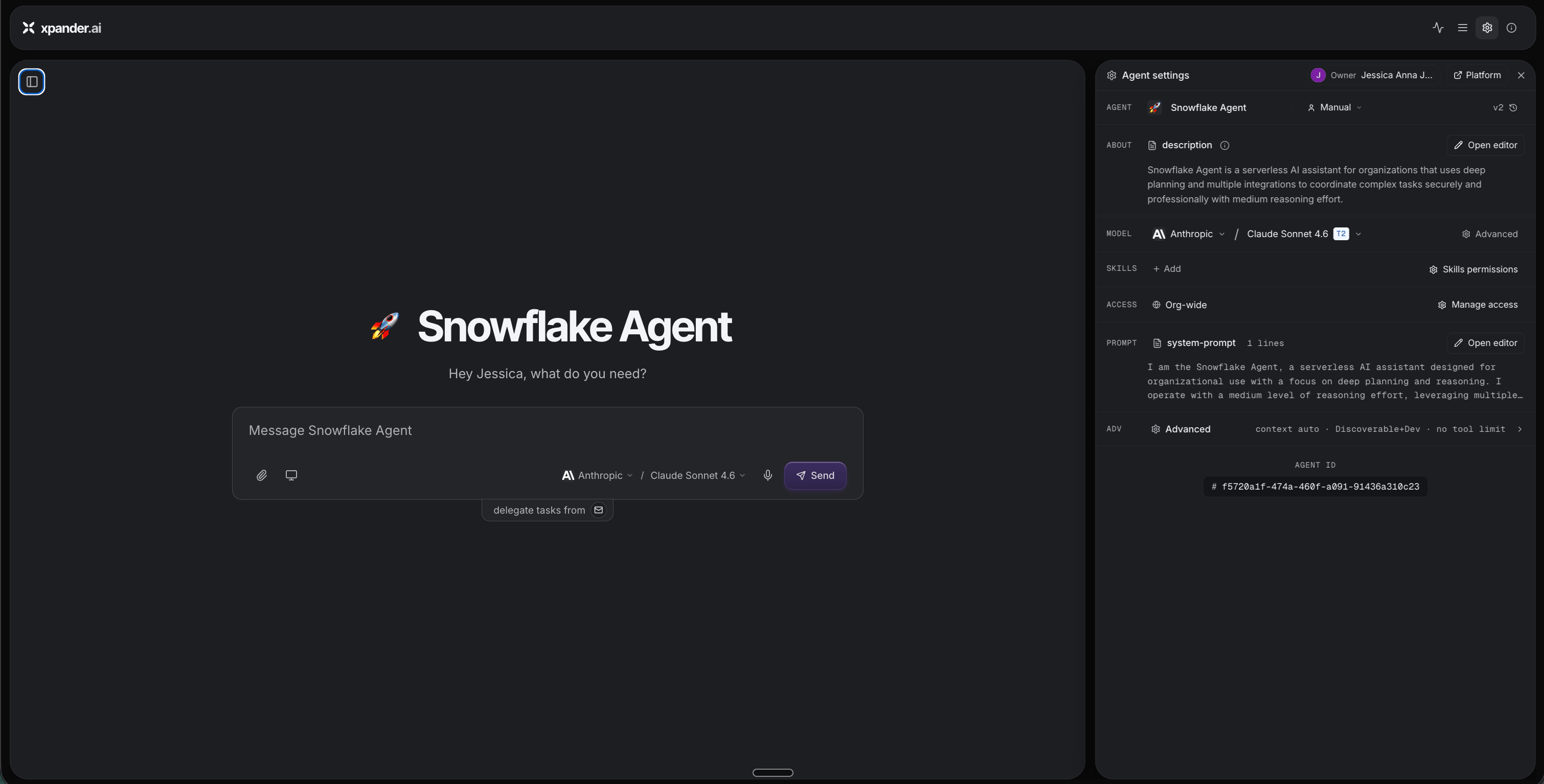 Snowflake Agent custom agent