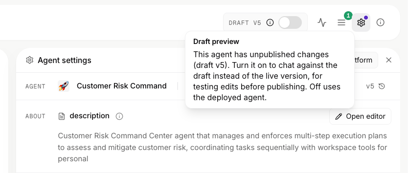 Agent version history