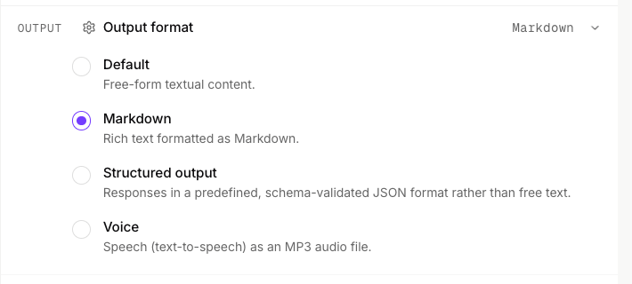 Output expectations for a custom agent