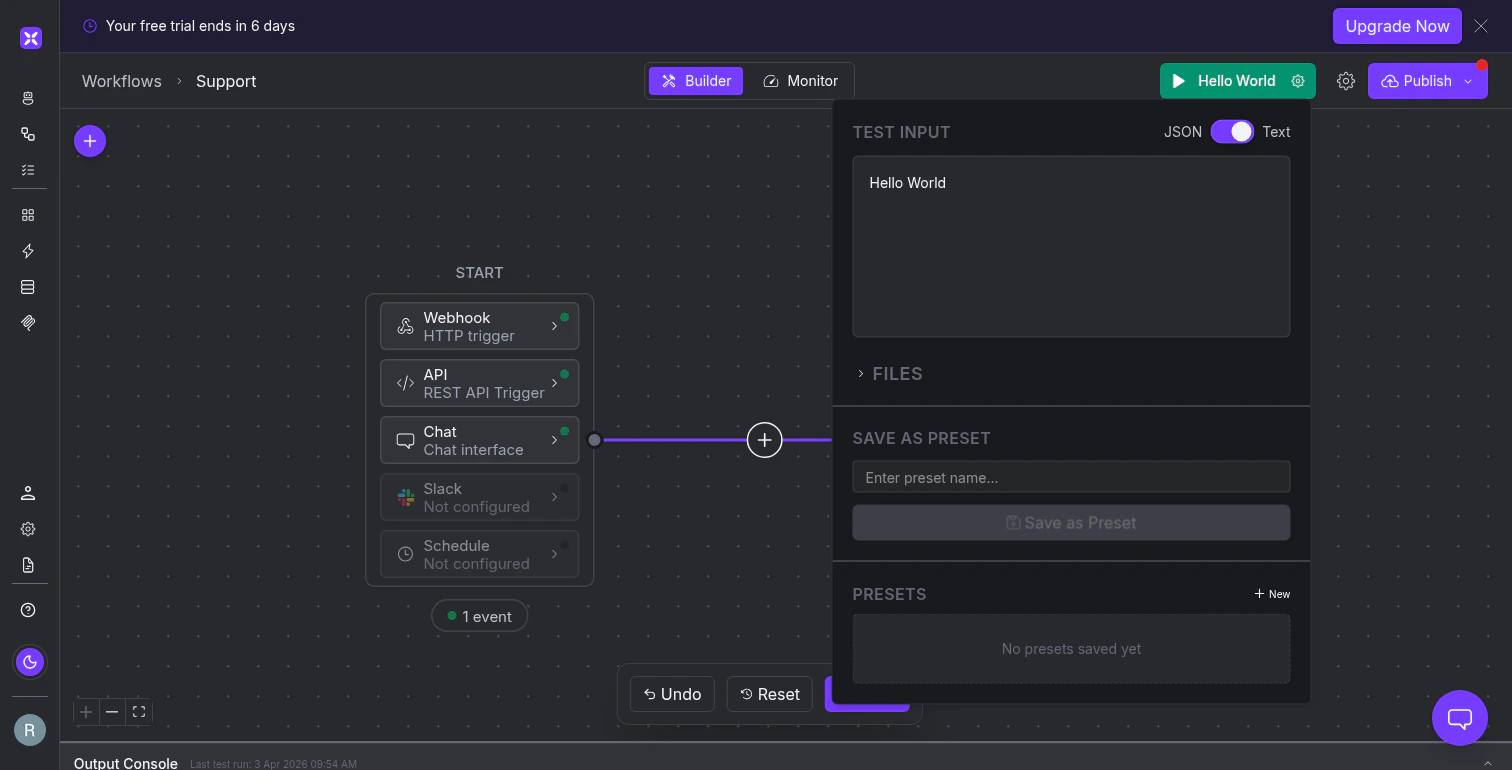Test input and output console