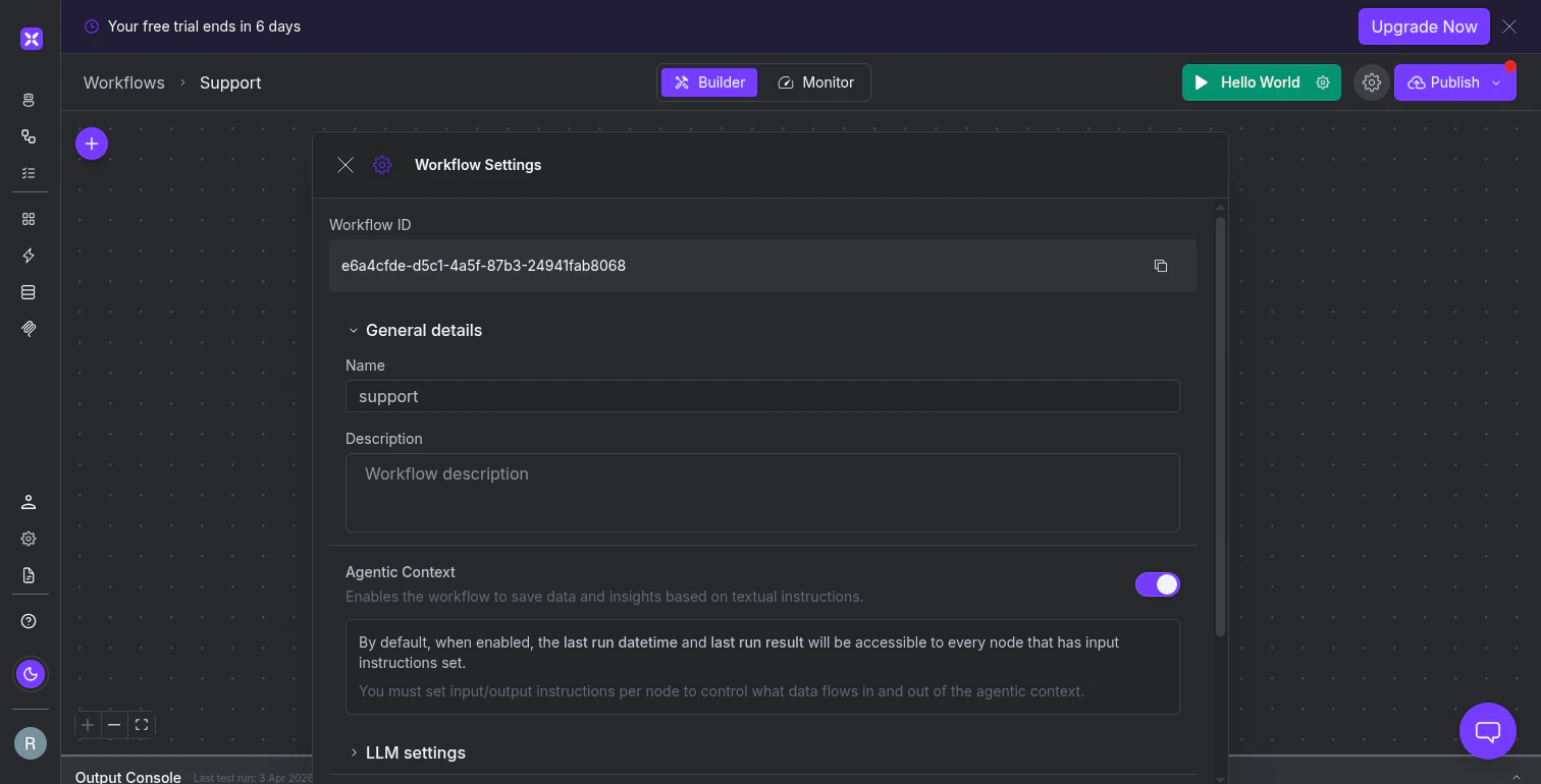 Agentic context in workflow settings