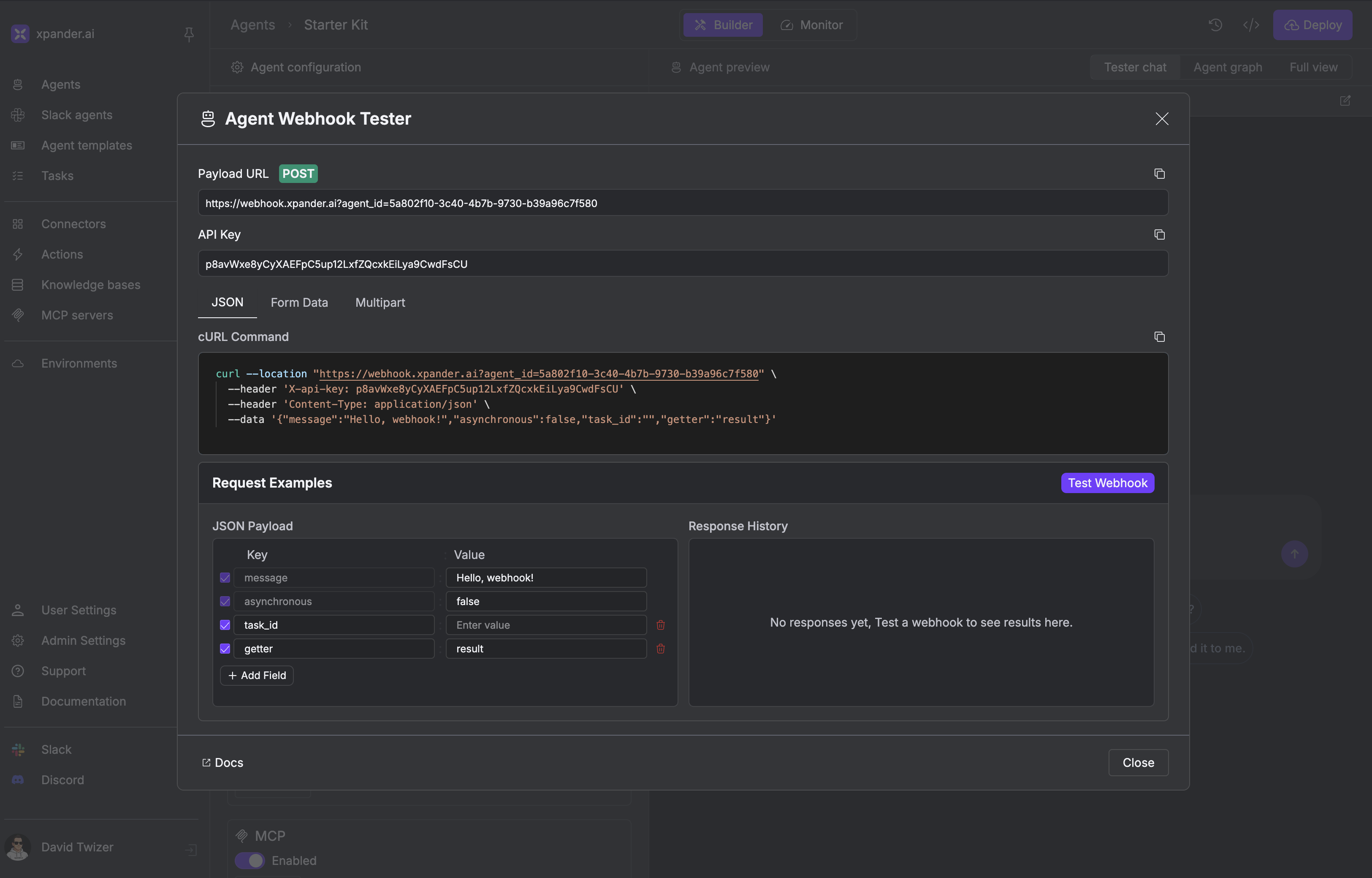 Webhook Configuration Interface