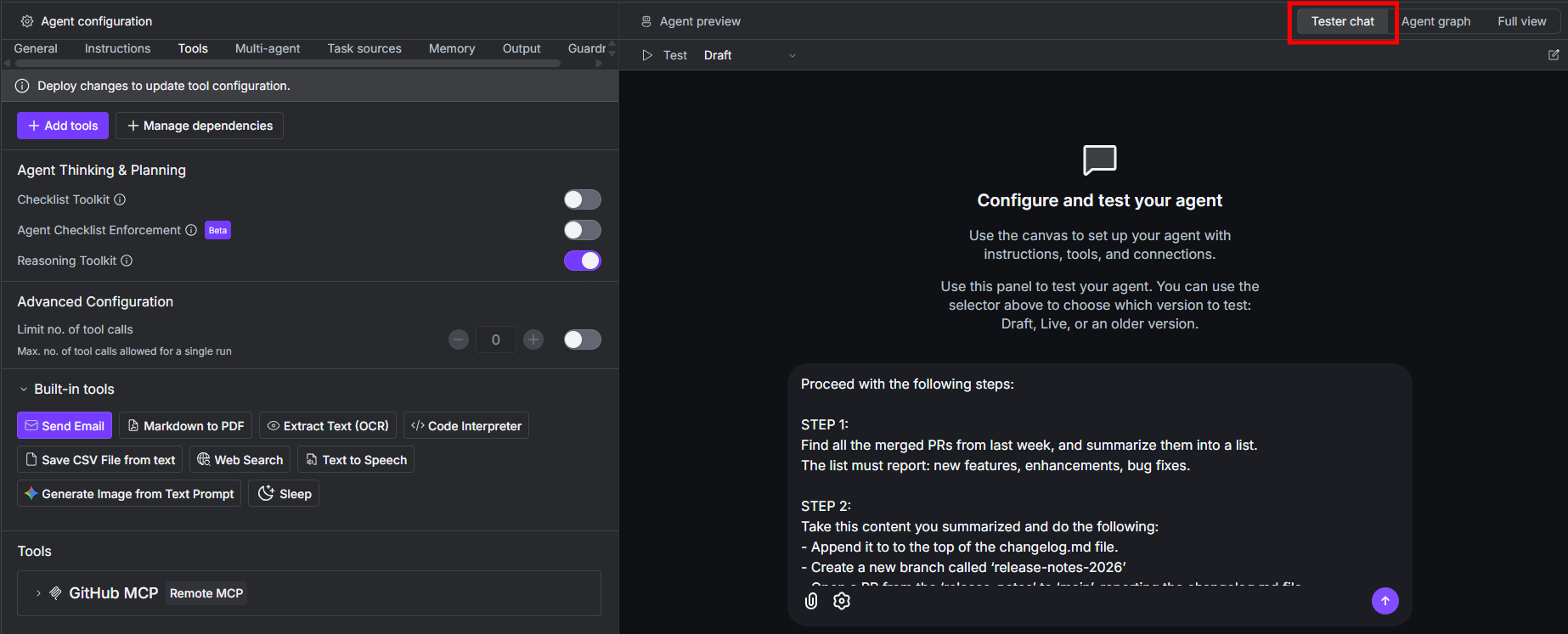 xpander agents Tester chat