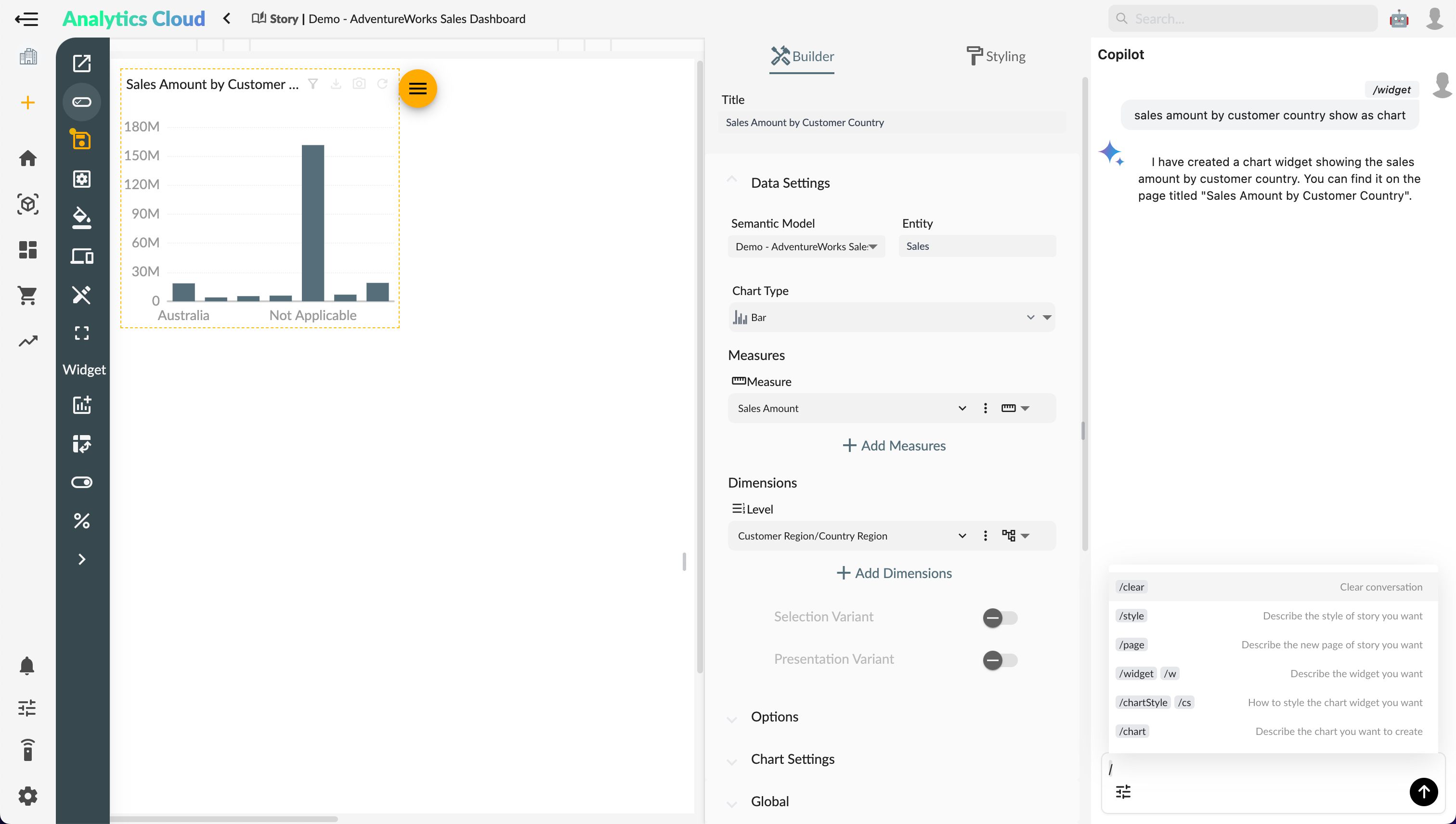 Create Widget using Copilot Command